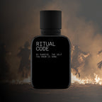 Black perfume bottle labeled 'Ritual Code' with a mystical background