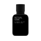 Black perfume bottle labeled 'Ritual Code' on a white background